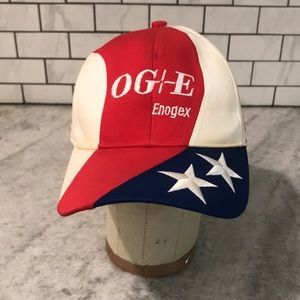 Vtg OG&E Enogex Kati Snapback Hat Dad Cap‎ Baseball Mens Patriotic America Stars